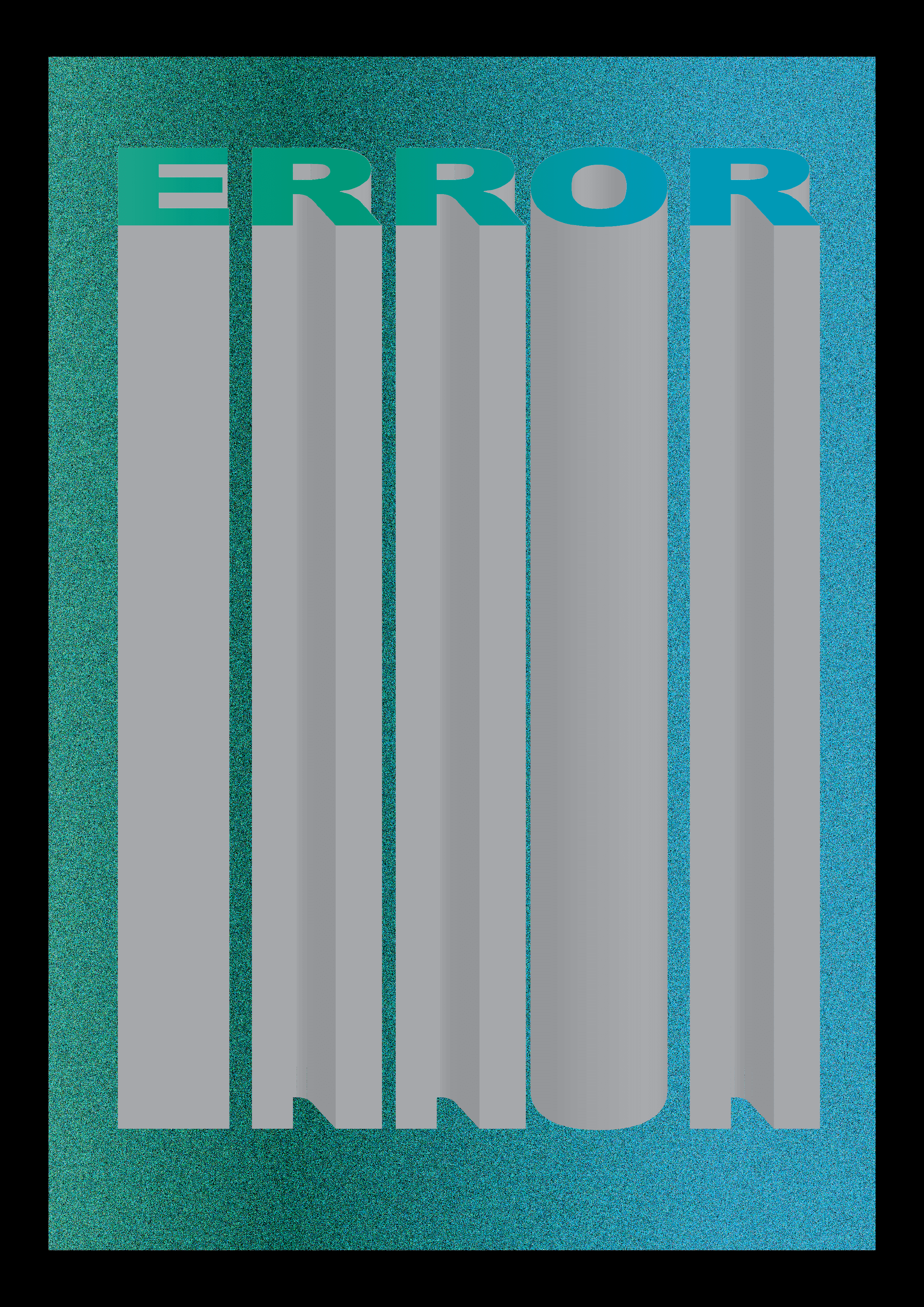 Poster ontwerp met groene achtergrond. Er staat een tekst op. De tekst luidt ERROR. in is uit elkaar getrokken.