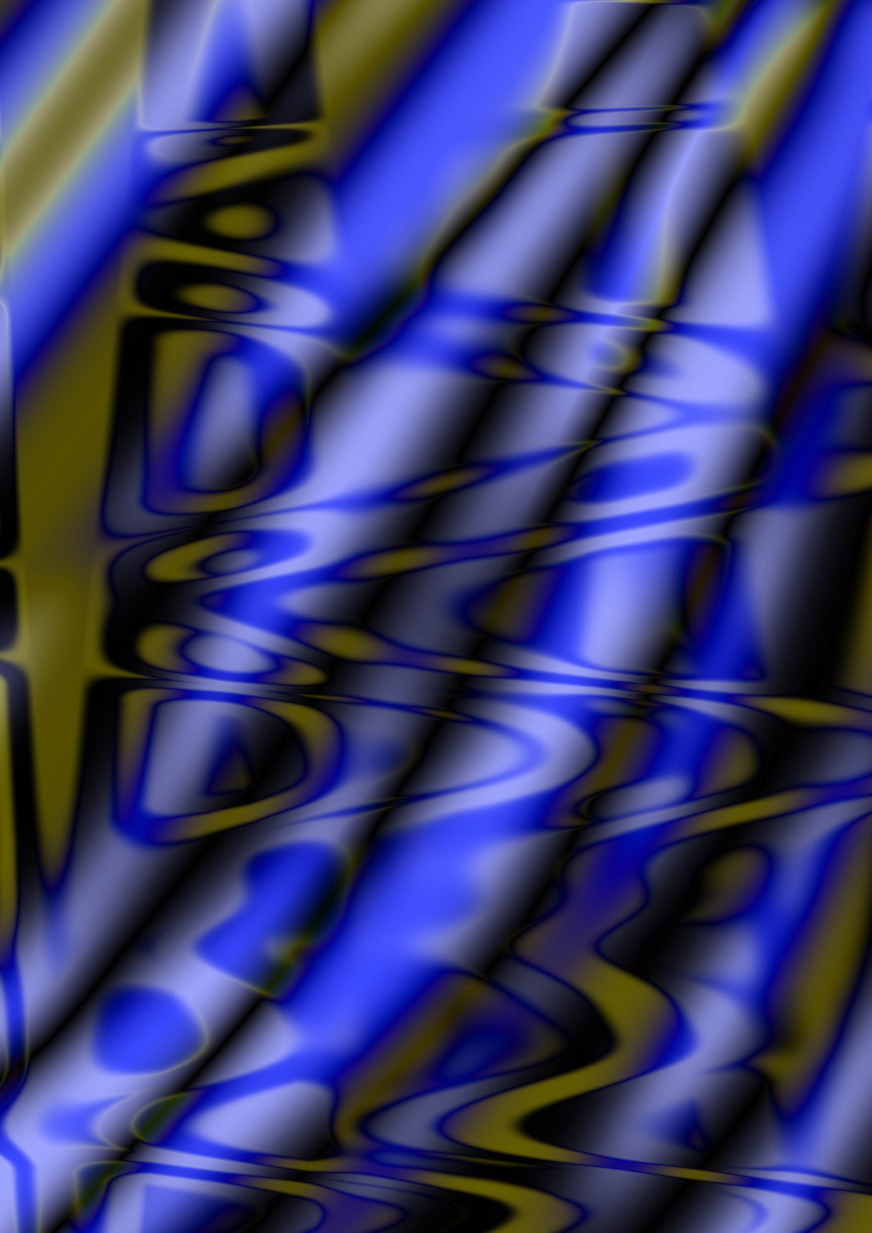 Een poster met een organisch thema. er is veel blauw en mos groen.