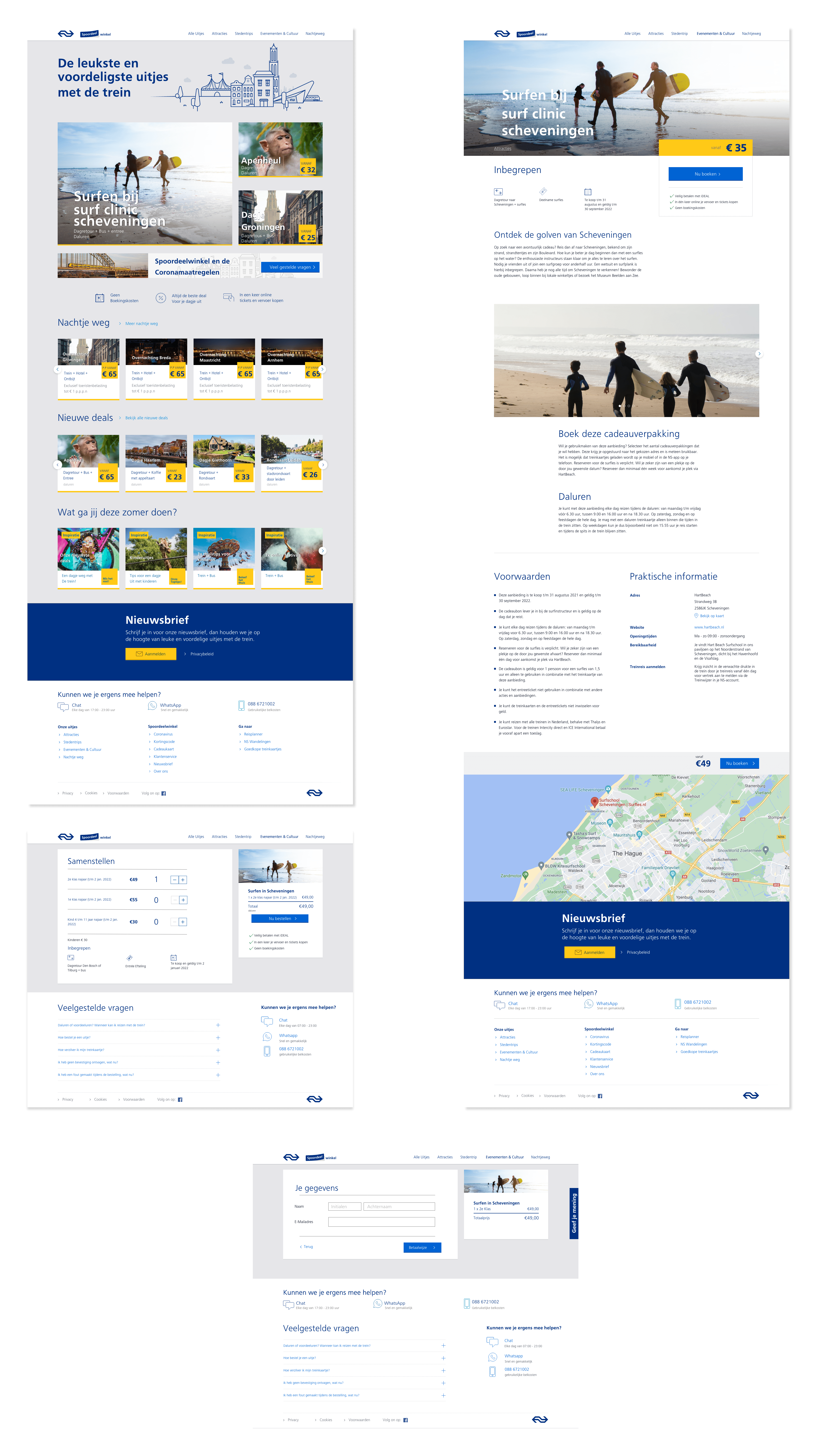 verzameling afbeeldingen van website ontwerpen voor NS